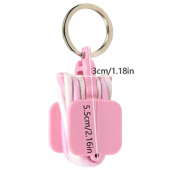 3-PCS Pink Portable Hair Tie Organizer Keychain Compact Hair Accessories Holder with Clip for Travel School Bag and Purse