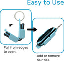 3-PCS Blue Portable Hair Tie Organizer Keychain Compact Hair Accessories Holder with Clip for Travel School Bag and Purse-2