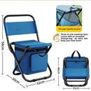 Blue 3-in-1 Portable Folding Camping Chair with Built-in 10L Cooler Bag Lightweight Backpack Stool for Fishing Beach and Outdoor Picnics-1