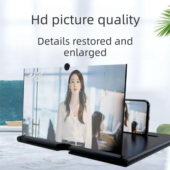 White Portable 10-Inch Mobile Phone Screen Magnifier with Foldable Stand - 3D HD Video Amplifier for Movies & Reading - Pull-Out Design Compatible with All Smartphones - Ideal for Home, Travel & Camping