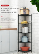 5-Tier Kitchen Corner Shelf Stand - Heavy Duty Carbon Steel Pot & Pan Organiser - Rust Resistant Freestanding Storage Rack for Small Spaces-2