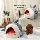 Novelty Shark Pet Cave Bed Enclosed Cozy Sleeping Nest for Cats and Small Dogs Soft Flannel Year Round Comfort Light Blue M Size-6
