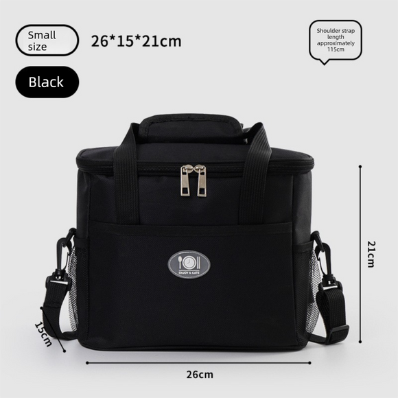 Insulated Lunch Bag Thermal Cooler Tote with Adjustable Shoulder Strap Waterproof Lining for Work School & Picnics Black Small