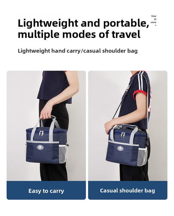 Large Insulated Cooler Bag Thermal Lunch Tote 16L Capacity with Adjustable Shoulder Strap for Picnics Camping & Work Black