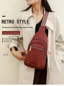 Women's Soft PU Leather Sling Bag Crossbody Chest Purse with Adjustable Boho Strap - Lightweight Multi-Pocket Shoulder Daypack for Travel & Daily Use - White-8