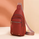 Women's Soft PU Leather Sling Bag Crossbody Chest Purse with Adjustable Boho Strap - Lightweight Multi-Pocket Shoulder Daypack for Travel & Daily Use - Red-1