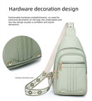 Women's Soft PU Leather Sling Bag Crossbody Chest Purse with Adjustable Boho Strap - Lightweight Multi-Pocket Shoulder Daypack for Travel & Daily Use - Red-3