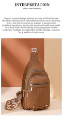 Women's Soft PU Leather Sling Bag Crossbody Chest Purse with Adjustable Boho Strap - Lightweight Multi-Pocket Shoulder Daypack for Travel & Daily Use - Khaki-10