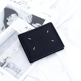 Women's Genuine Leather Bi-fold Wallet - Slim Short Purse with Coin Pocket & RFID Blocking - Soft Cowhide Minimalist Card Holder - Black