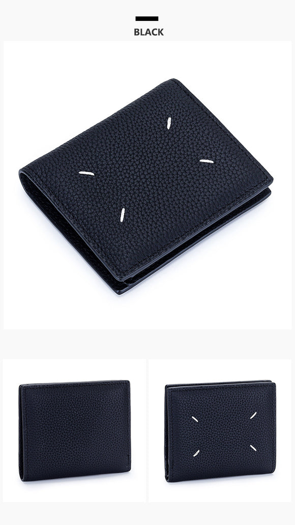 Women's Genuine Leather Bi-fold Wallet - Slim Short Purse with Coin Pocket & RFID Blocking - Soft Cowhide Minimalist Card Holder - Black