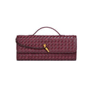 Retro Woven Baguette Handbag for Women Suede Texture PU Leather Shoulder Crossbody Bag Elegant Evening Clutch Burgundy-1