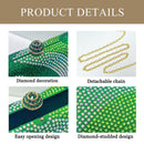 Luxury Green Rhinestone Evening Clutch Bag Women Crystal Sparkle Formal Purse with Chain Strap for Wedding Party Prom-4