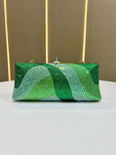 Luxury Green Rhinestone Evening Clutch Bag Women Crystal Sparkle Formal Purse with Chain Strap for Wedding Party Prom-6
