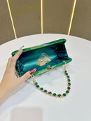 Luxury Green Rhinestone Evening Clutch Bag Women Crystal Sparkle Formal Purse with Chain Strap for Wedding Party Prom-8