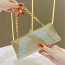Luxury Golden Rhinestone Evening Clutch Bag Women Crystal Sparkle Formal Purse with Chain Strap for Wedding Party Prom-1