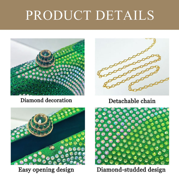 Luxury Rose red Rhinestone Evening Clutch Bag Women Crystal Sparkle Formal Purse with Chain Strap for Wedding Party Prom