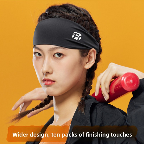 3 PCS Cooling Sports Headband  Ice Silk Moisture Wicking Sweat Band for Running Gym & Yoga Non Slip Stretchy Black Blue & Grey