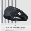 3 PCS Cooling Sports Headband Ice Silk Moisture Wicking Sweat Band for Running Gym & Yoga Non Slip White & Geometric Tech Pattern Black and Grey-2