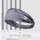 3 PCS Cooling Sports Headband Ice Silk Moisture Wicking Sweat Band for Running Gym & Yoga Non Slip White & Geometric Tech Pattern Black and Grey-3