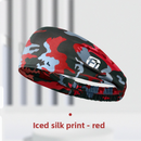3 PCS Cooling Sports Headband Camouflage Print Ice Silk Sweat Band for Running Gym & Yoga Non Slip Stretchy Camo Red Blue & Grey-1