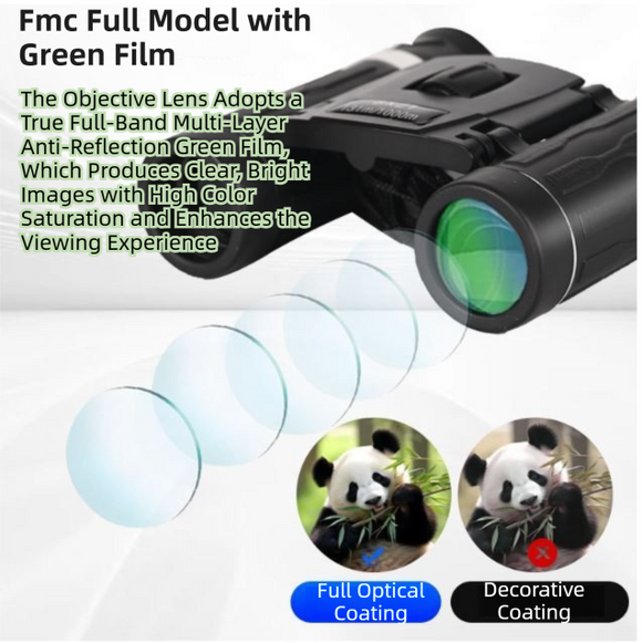 500x25 High Power HD Binoculars - Portable Concert Telescope with Phone Photography Capability, FMC Coated Optics