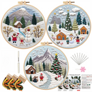 Christmas Embroidery DIY Kit with 20CM Faux Bamboo Hoop - Nordic Style Cross Stitch Material Pack (Style 3)-1