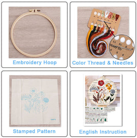 Christmas Embroidery DIY Kit with 20CM Faux Bamboo Hoop - Nordic Style Cross Stitch Material Pack (Style 4) - 0