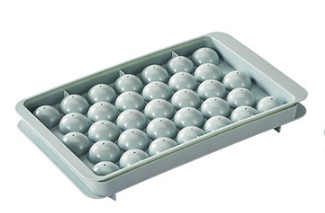 2 PCS Round Ice Cube Trays with Lids 33 Cavity Sphere Ice Ball Maker Mould Stackable Hard Plastic Easy Release for Cocktails Whiskey Blue