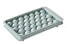 2 PCS Round Ice Cube Trays with Lids 33 Cavity Sphere Ice Ball Maker Mould Stackable Hard Plastic Easy Release for Cocktails Whiskey Blue