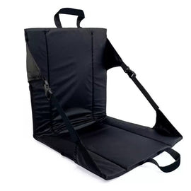 Portable Folding Stadium Seat Cushion with Back Support Lightweight Outdoor Chair for Camping Concerts Hiking Beach Bleachers Black