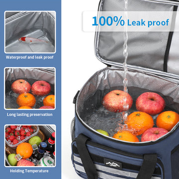 Black Versatile Large-Capacity Picnic Insulated Bag - Detachable Shoulder Strap & Ice Pack - 0