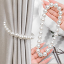 3 Pairs Magnetic Pearl Curtain Tiebacks（40cm） - No-Drill ABS Bead Holdback with Rhinestone Clasp-1