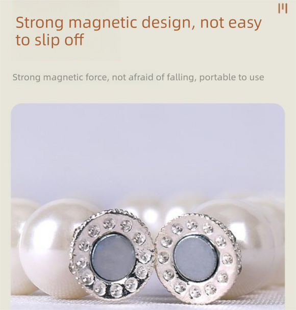 3 Pairs Magnetic Pearl Curtain Tiebacks（40cm） - No-Drill ABS Bead Holdback with Rhinestone Clasp