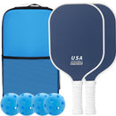 Dark Blue Fiberglass Pickleball Paddle Set - 4 Minimalist Paddles, 8 Balls, and 2 Carry Bags for Outdoor Play-2