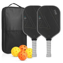 Grey T700 Carbon Fiber Pickleball Paddle Set - 16mm Textured Matte Finish with Oxford Carry Bag & PE Balls-1