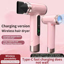 Gray wireless Hair Dryer with Cold & Hot Air, Portable Large-Capacity Rechargeable Ionic Dryer, Fast-Drying, Lightweight and Compact for Home and Travel-2