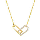 Gold Minimalist Double Rectangle Necklace – Geometric Zirconia Clavicle Chain with Adjustable Extender -1
