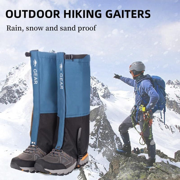 Blue Breathable Nylon Waterproof Hiking Leg Gaiters and Snow Boot Gaiters (Fleece Lining) - Unisex Adjustable Sand & Mud Protection for Mountaineering & Desert Trekking, XL Size