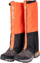 Orange Breathable Nylon Waterproof Hiking Leg Gaiters and Snow Boot Gaiters (Fleece Lining) - Unisex Adjustable Sand & Mud Protection for Mountaineering & Desert Trekking, M Size-1