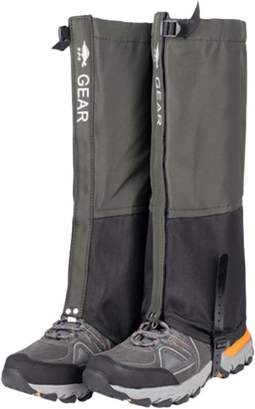 Green Breathable Nylon Waterproof Hiking Leg Gaiters and Snow Boot Gaiters (Fleece Lining) - Unisex Adjustable Sand & Mud Protection for Mountaineering & Desert Trekking, M Size