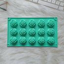2PCS Green 3D Rose Shaped Silicone Baking Mold (15 Cavity) - Non-Stick Cake Chocolates & Jelly Pan - Durable Flexible Easy Release for Holiday Desserts-1
