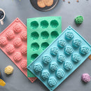 2PCS Blue 3D Rose Shaped Silicone Baking Mold (15 Cavity) - Non-Stick Cake Chocolates & Jelly Pan - Durable Flexible Easy Release for Holiday Desserts-4