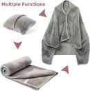3-in-1 Envelope Folding Travel Blanket / Pillow / Wearable Snap-on Shawl - Soft Thickened 230GSM Flannel Nap Blanket for Airplane, Office and Home, Space Saving & Machine Washable, Coffee 40 x 60 inch-2
