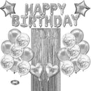 Golden Premium Foil Balloon Party Kit – Happy Birthday Banner, 2 Star & 2 Heart Foil Balloons, 10 Confetti + 10 Pearl Latex Balloons, 2m Fringe Curtain & 10m Ribbon – Elegant, Easy Setup for Birthdays & Celebrations-4