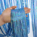 5-piece Light Blue Laser Tinsel Foil Fringe Curtain - 1*1m Metallic Party Streamer Backdrop for Birthday, Wedding, Christmas, New Year & Event Decoration - Shimmering Photo Booth & Doorway Prop-1
