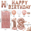 Rose Gold 18th Birthday Balloon Decoration Set - Foil Number Balloons, Happy Birthday Letter Banner, Tassel Curtain, Confetti Balloons, Latex Balloons & Tape - Complete Party Decor Kit for 18th, 21st, 30th  Birthdays-1