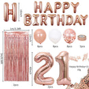 Rose Gold 21th  Birthday Balloon Decoration Set - Foil Number Balloons, Happy Birthday Letter Banner, Tassel Curtain, Confetti Balloons, Latex Balloons & Tape - Complete Party Decor Kit for 18th, 21st, 30th  Birthdays-1
