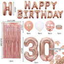 Rose Gold 30th Birthday Balloon Decoration Set - Foil Number Balloons, Happy Birthday Letter Banner, Tassel Curtain, Confetti Balloons, Latex Balloons & Tape - Complete Party Decor Kit for 18th, 21st, 30th  Birthdays-1
