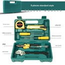 Green 8 Piece Set -Multi-Purpose Home & Car Tool Kit -  Durable Blow-Molded Case, Utility Knife, Tape Measure, Pliers, Hammer, Screwdrivers, Allen Keys - Compact Emergency Repair Set for DIY and Auto Maintenance-1
