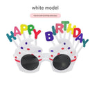 White Novelty Birthday Glasses - Fun Cake Design Party Props - Durable Plastic, Comfortable Fit, Unisex - Perfect for Kids and Adults Birthday Celebrations and Photo Booths-1